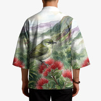 Aloha Hawaii Creeper Ohia Lehua Watercolor Kimono
