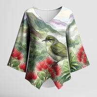 Aloha Hawaii Creeper Ohia Lehua Watercolor Kimono Sleeve Blouse LT14 Female Watercolor - Polynesian Pride