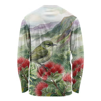 Aloha Hawaii Creeper Ohia Lehua Watercolor Long Sleeve Shirt LT14 - Polynesian Pride