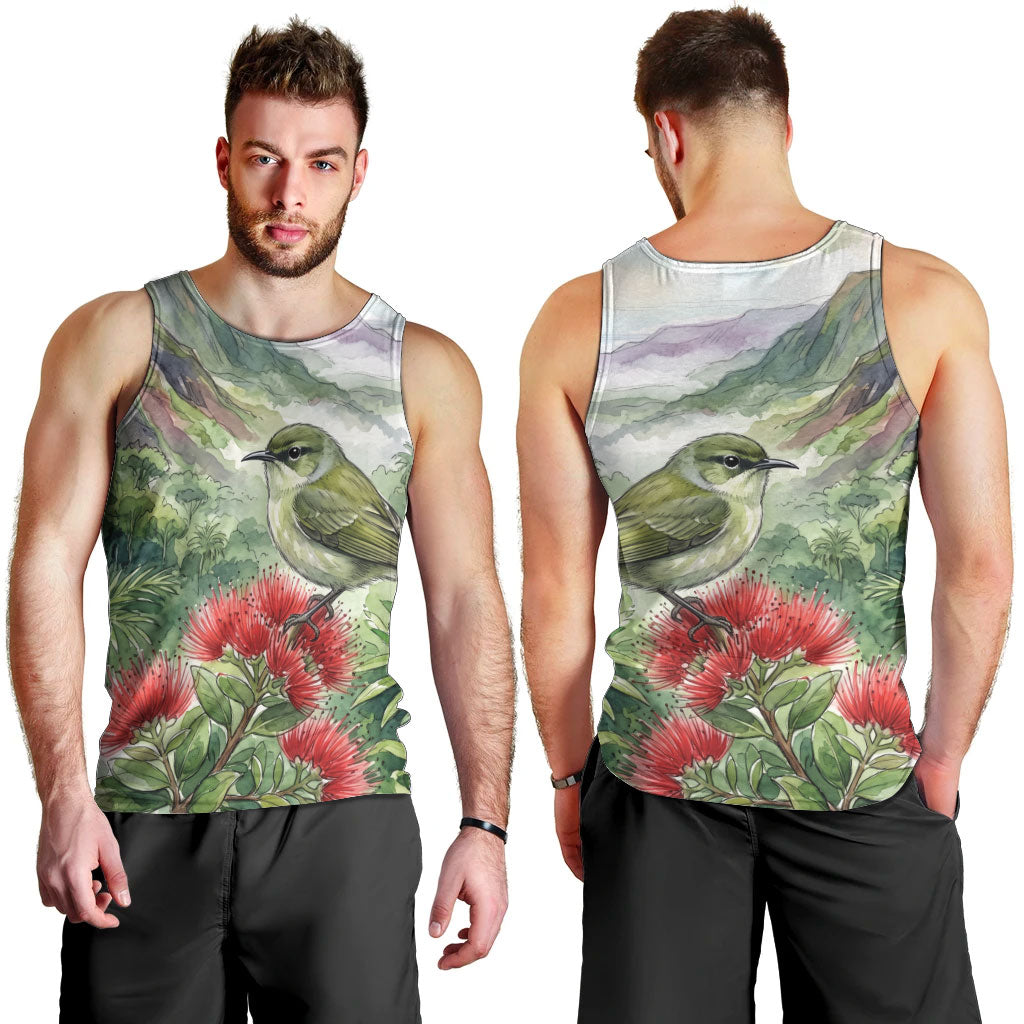 Aloha Hawaii Creeper Ohia Lehua Watercolor Men Tank Top LT14 - Polynesian Pride