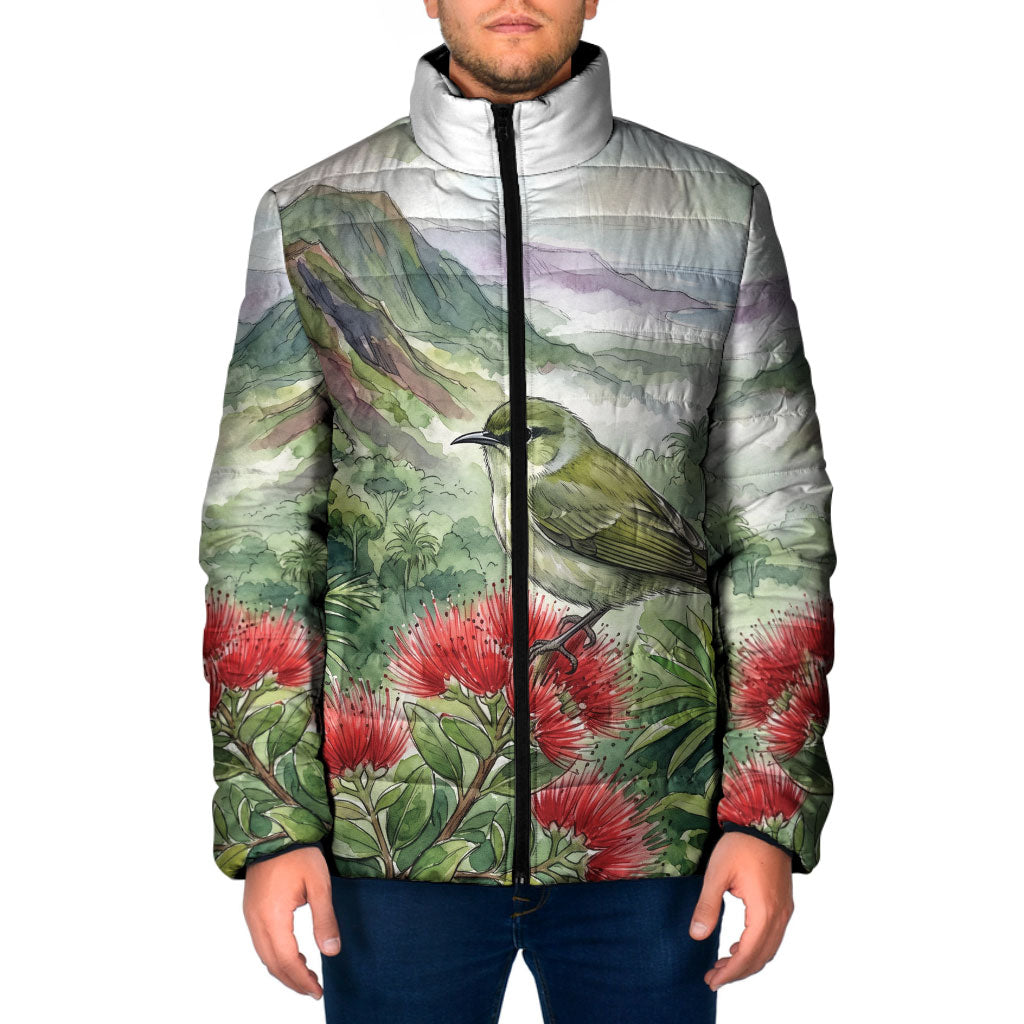 Aloha Hawaii Creeper Ohia Lehua Watercolor Padded Jacket LT14 Men Watercolor - Polynesian Pride