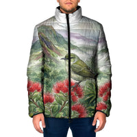 Aloha Hawaii Creeper Ohia Lehua Watercolor Padded Jacket LT14 Men Watercolor - Polynesian Pride