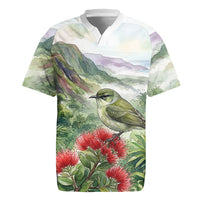 Aloha Hawaii Creeper Ohia Lehua Watercolor Rugby Jersey LT14 Watercolor - Polynesian Pride