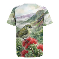 Aloha Hawaii Creeper Ohia Lehua Watercolor Rugby Jersey LT14 - Polynesian Pride