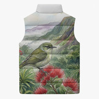 Aloha Hawaii Creeper Ohia Lehua Watercolor Sleeveless Puffer Jacket LT14 - Polynesian Pride