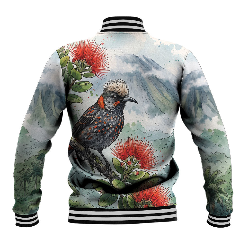 Aloha Hawaii Akohekohe Ohia Lehua Watercolor Baseball Jacket LT14 - Polynesian Pride