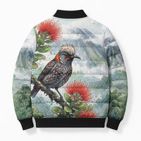 Aloha Hawaii Akohekohe Ohia Lehua Watercolor Bomber Puffer Jacket LT14 - Polynesian Pride