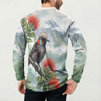 Aloha Hawaii Akohekohe Ohia Lehua Watercolor Button Sweatshirt LT14 - Polynesian Pride