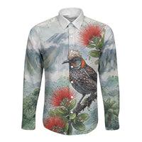 Aloha Hawaii Akohekohe Ohia Lehua Watercolor Long Sleeve Button Shirt LT14 Unisex Watercolor - Polynesian Pride