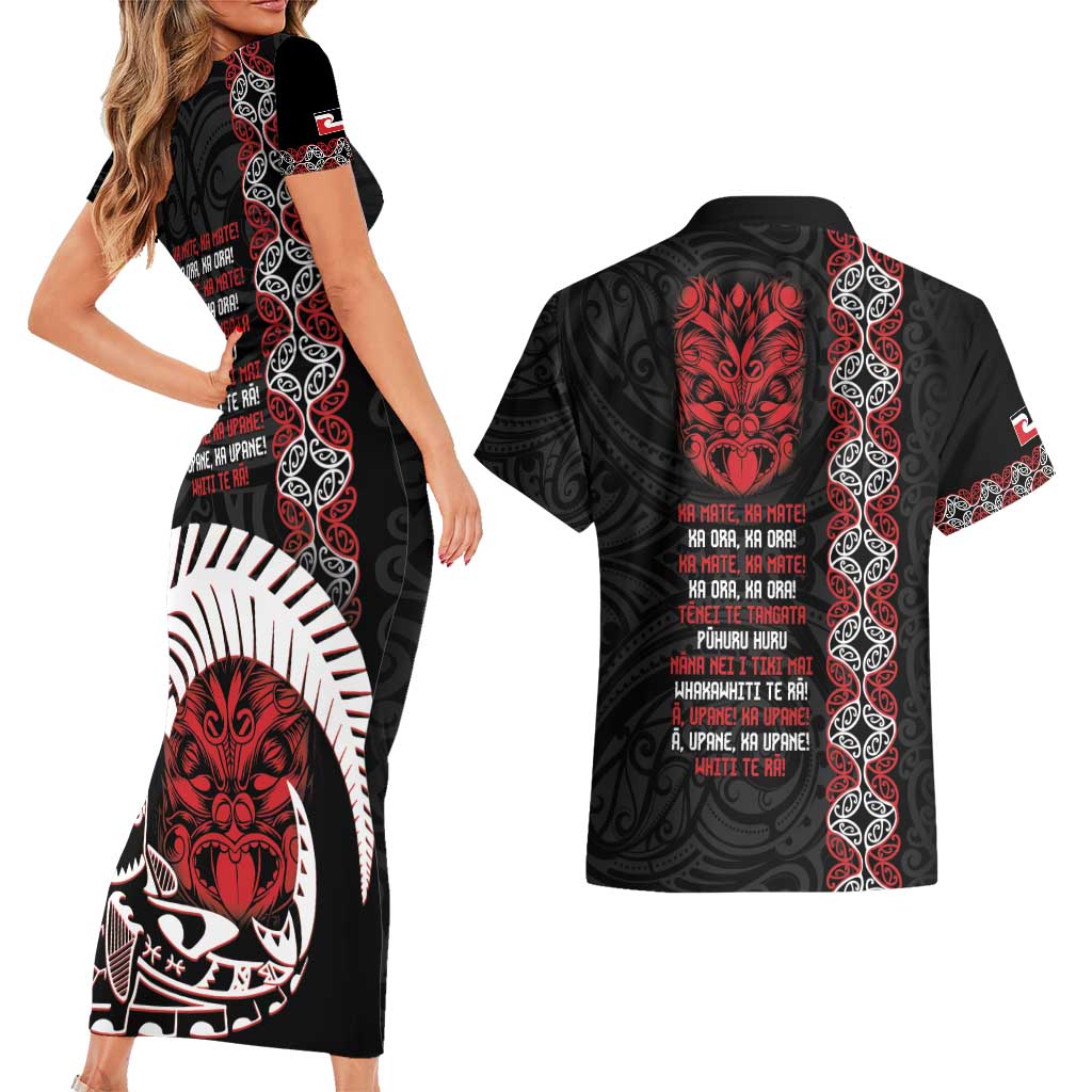 Aotearoa Toitu Te Tiriti Couples Matching Short Sleeve Bodycon Dress and Hawaiian Shirt Honour The Treaty Maori Haka LT14 - Polynesian Pride