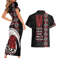 Aotearoa Toitu Te Tiriti Couples Matching Short Sleeve Bodycon Dress and Hawaiian Shirt Honour The Treaty Maori Haka LT14 - Polynesian Pride