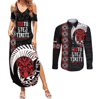 Aotearoa Toitu Te Tiriti Couples Matching Summer Maxi Dress and Long Sleeve Button Shirt Honour The Treaty Maori Haka
