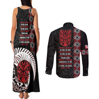 Aotearoa Toitu Te Tiriti Couples Matching Tank Maxi Dress and Long Sleeve Button Shirt Honour The Treaty Maori Haka