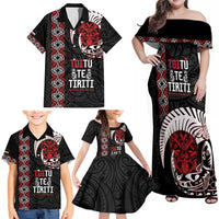 Aotearoa Toitu Te Tiriti Family Matching Off Shoulder Maxi Dress and Hawaiian Shirt Honour The Treaty Maori Haka LT14 - Polynesian Pride