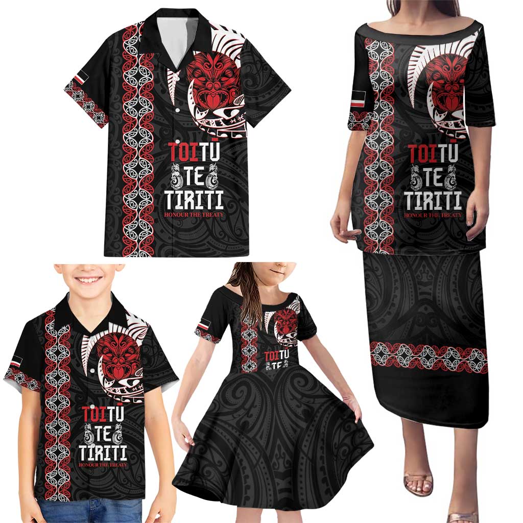 Aotearoa Toitu Te Tiriti Family Matching Puletasi and Hawaiian Shirt Honour The Treaty Maori Haka LT14 - Polynesian Pride