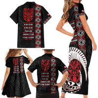 Aotearoa Toitu Te Tiriti Family Matching Short Sleeve Bodycon Dress and Hawaiian Shirt Honour The Treaty Maori Haka LT14 - Polynesian Pride