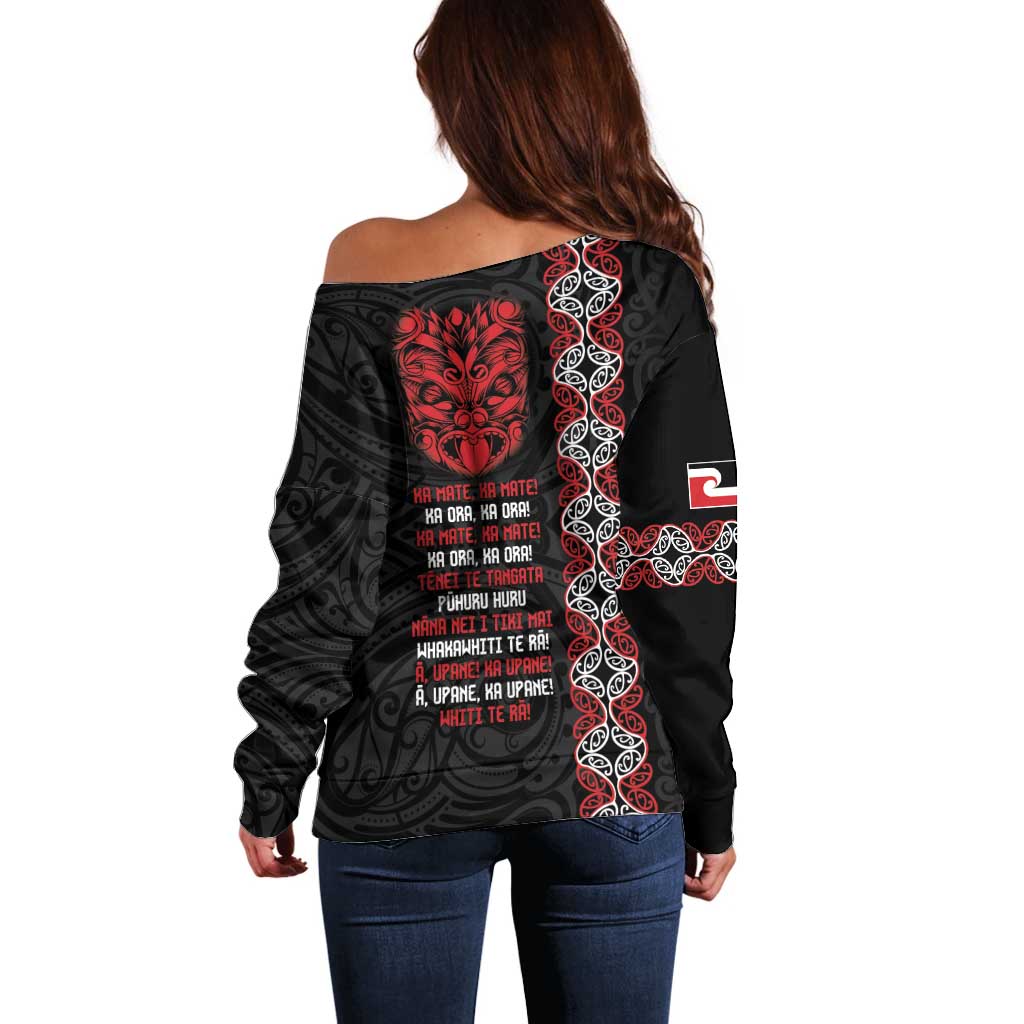 Aotearoa Toitu Te Tiriti Off Shoulder Sweater Honour The Treaty Maori Haka