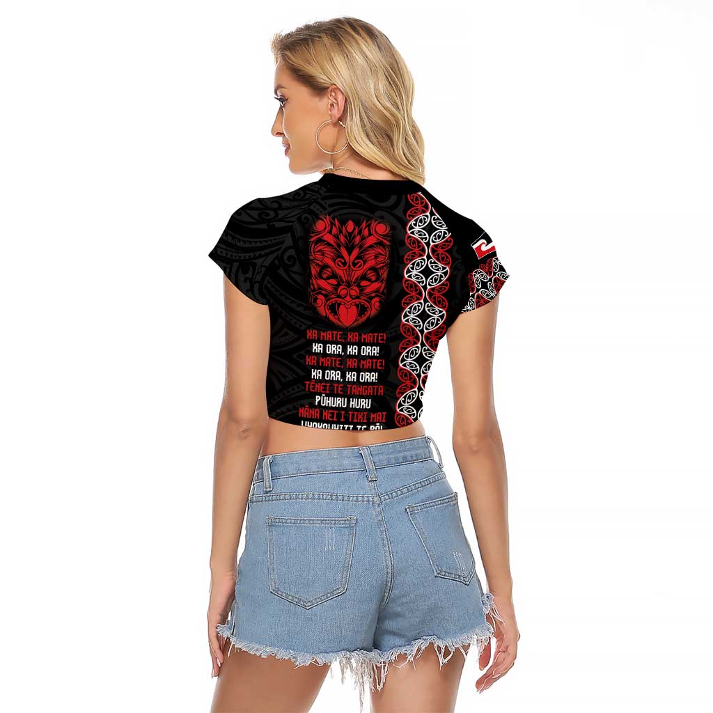 Aotearoa Toitu Te Tiriti Raglan Cropped T Shirt Honour The Treaty Maori Haka