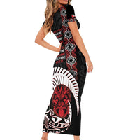 Aotearoa Toitu Te Tiriti Short Sleeve Bodycon Dress Honour The Treaty Maori Haka LT14 - Polynesian Pride