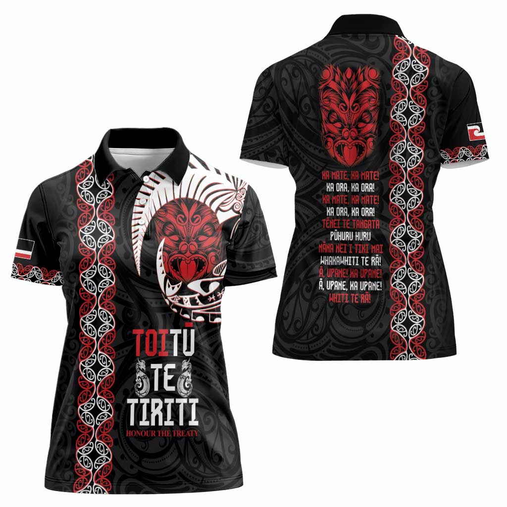 Aotearoa Toitu Te Tiriti Women Polo Shirt Honour The Treaty Maori Haka LT14 - Polynesian Pride