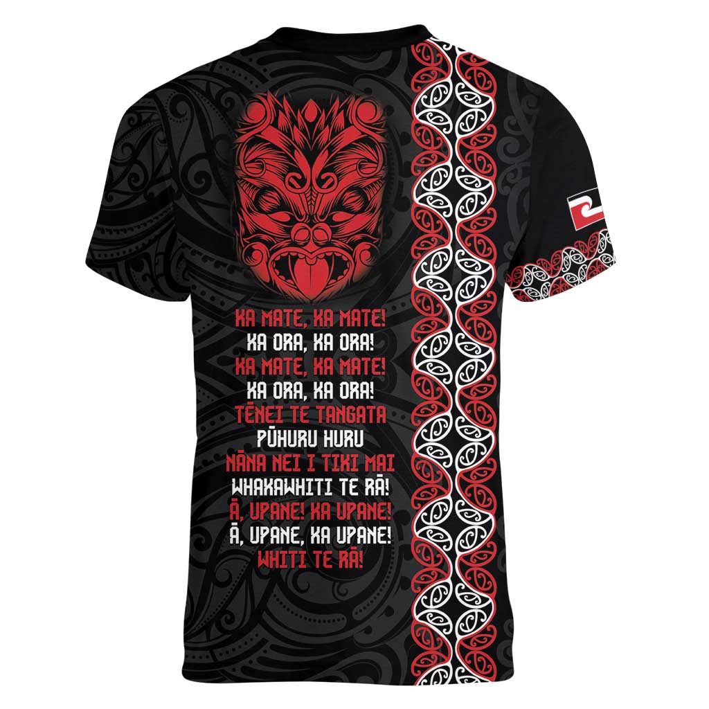 Aotearoa Toitu Te Tiriti Women V-Neck T-Shirt Honour The Treaty Maori Haka