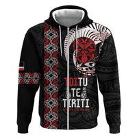 Aotearoa Toitu Te Tiriti Zip Hoodie Honour The Treaty Maori Haka LT14 Zip Hoodie Black - Polynesian Pride