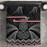 Aotearoa Toitu Te Tiriti Bedding Set Stand Together! Stand Stronger! - NZ Tiki LT14 Black - Polynesian Pride