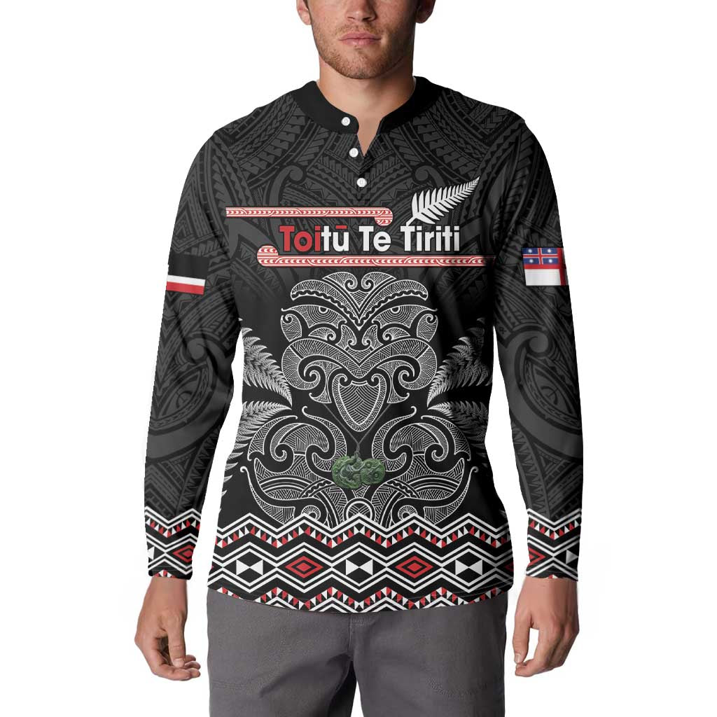 Aotearoa Toitu Te Tiriti Button Sweatshirt Stand Together! Stand Stronger! - NZ Tiki