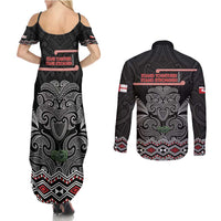Aotearoa Toitu Te Tiriti Couples Matching Summer Maxi Dress and Long Sleeve Button Shirt Stand Together! Stand Stronger! - NZ Tiki