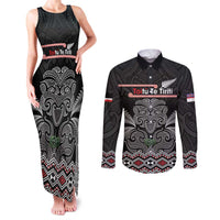 Aotearoa Toitu Te Tiriti Couples Matching Tank Maxi Dress and Long Sleeve Button Shirt Stand Together! Stand Stronger! - NZ Tiki