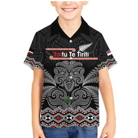 Aotearoa Toitu Te Tiriti Family Matching Mermaid Dress and Hawaiian Shirt Stand Together! Stand Stronger! - NZ Tiki LT14 Son's Shirt Black - Polynesian Pride