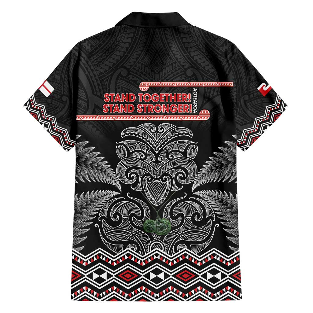Aotearoa Toitu Te Tiriti Family Matching Off Shoulder Short Dress and Hawaiian Shirt Stand Together! Stand Stronger! - NZ Tiki LT14 - Polynesian Pride