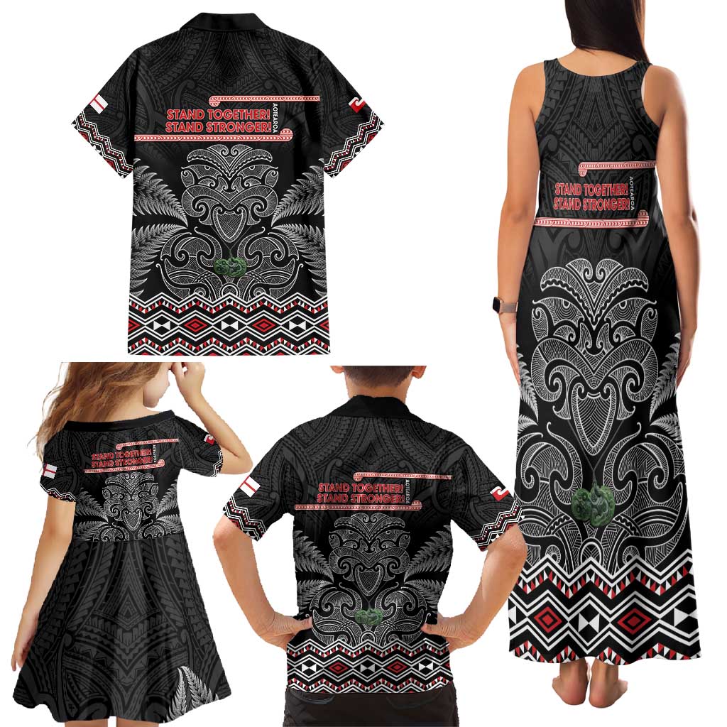 Aotearoa Toitu Te Tiriti Family Matching Tank Maxi Dress and Hawaiian Shirt Stand Together! Stand Stronger! - NZ Tiki LT14 - Polynesian Pride