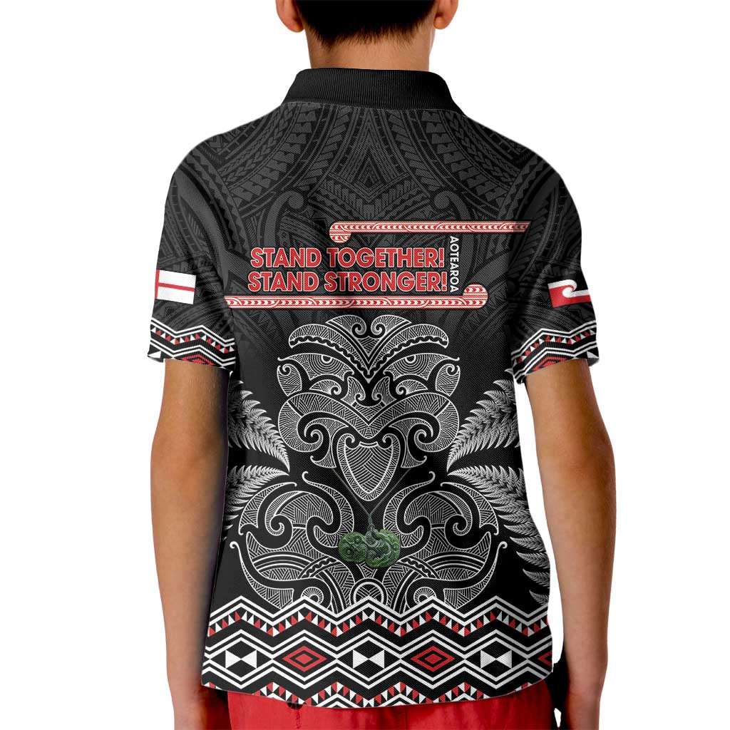 Aotearoa Toitu Te Tiriti Kid Polo Shirt Stand Together! Stand Stronger! - NZ Tiki