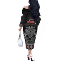 Aotearoa Toitu Te Tiriti Off The Shoulder Long Sleeve Dress Stand Together! Stand Stronger! - NZ Tiki