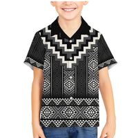 Black Taniko Aotearoa Family Matching Mermaid Dress and Hawaiian Shirt Niho Taniwha Mix Poutama LT14 Son's Shirt Black - Polynesian Pride