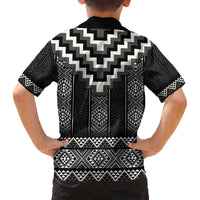 Black Taniko Aotearoa Family Matching Off The Shoulder Long Sleeve Dress and Hawaiian Shirt Niho Taniwha Mix Poutama LT14 - Polynesian Pride