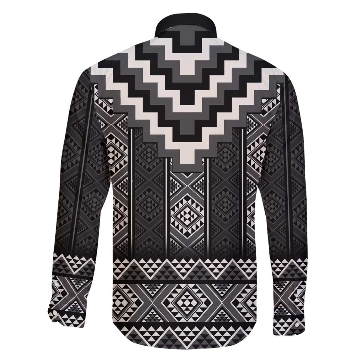 Black Taniko Aotearoa Family Matching Off The Shoulder Long Sleeve Dress and Hawaiian Shirt Niho Taniwha Mix Poutama LT14 - Polynesian Pride
