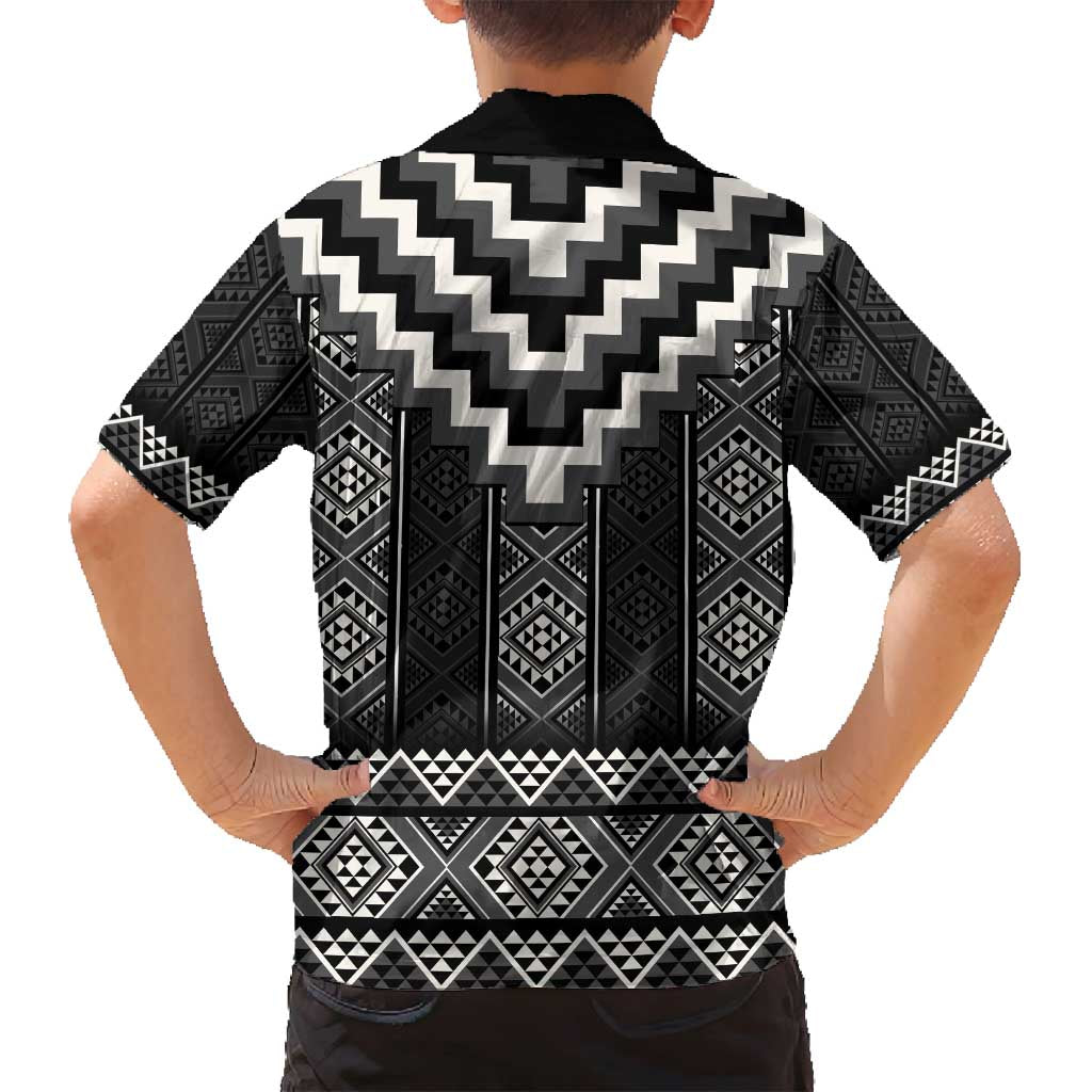 Black Taniko Aotearoa Family Matching Tank Maxi Dress and Hawaiian Shirt Niho Taniwha Mix Poutama LT14 - Polynesian Pride