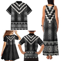 Black Taniko Aotearoa Family Matching Tank Maxi Dress and Hawaiian Shirt Niho Taniwha Mix Poutama LT14 - Polynesian Pride