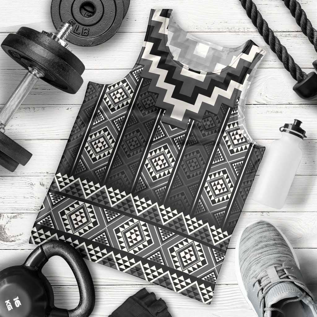 Black Taniko Aotearoa Men Tank Top Niho Taniwha Mix Poutama LT14