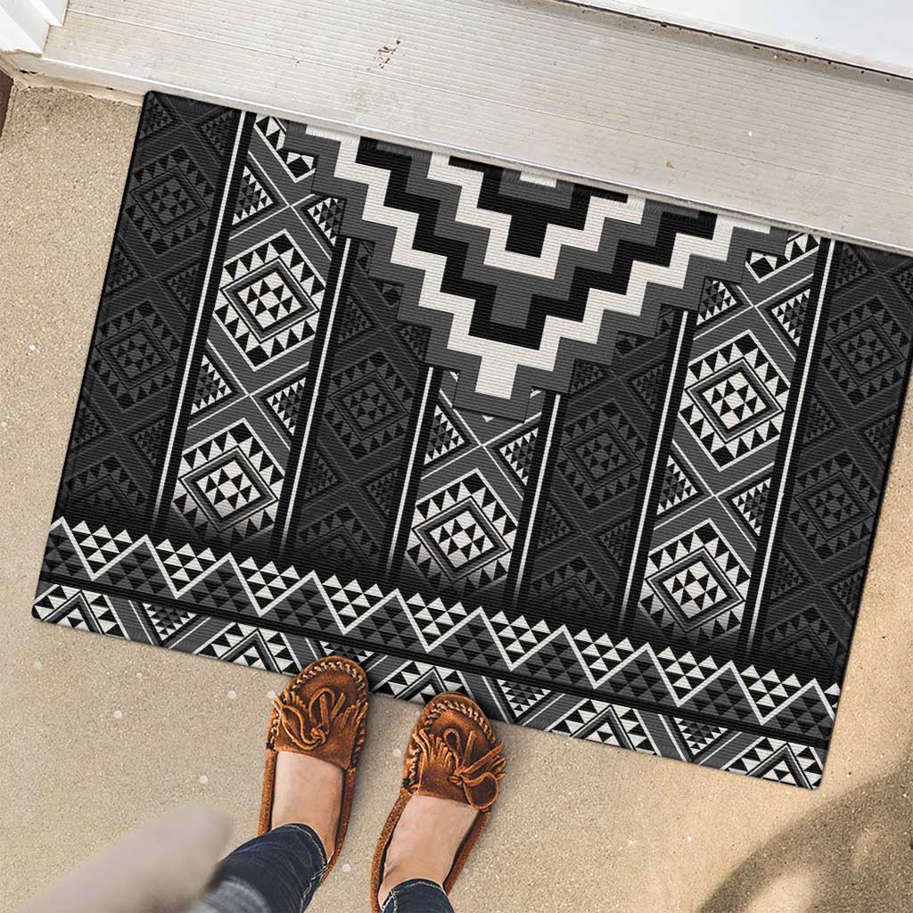 Black Taniko Aotearoa Rubber Doormat Niho Taniwha Mix Poutama LT14
