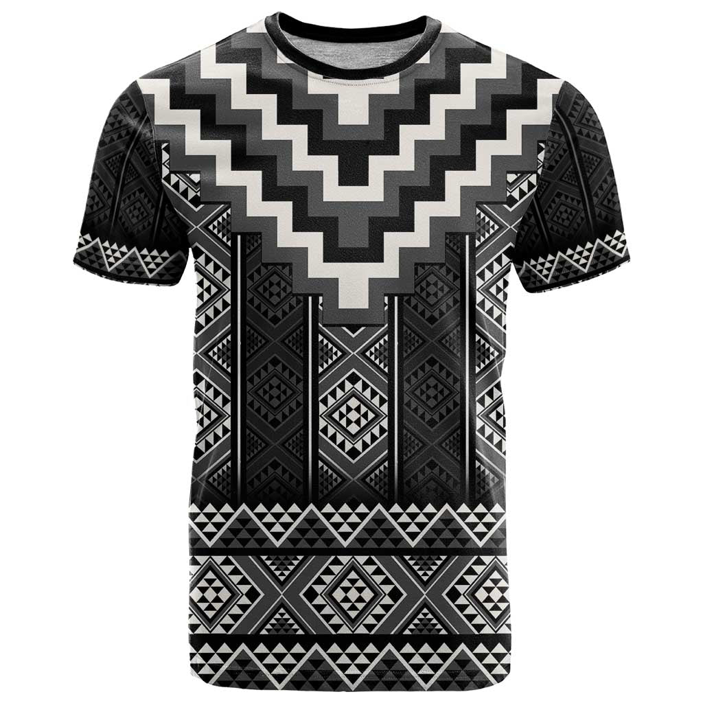 Black Taniko Aotearoa T Shirt Niho Taniwha Mix Poutama LT14
