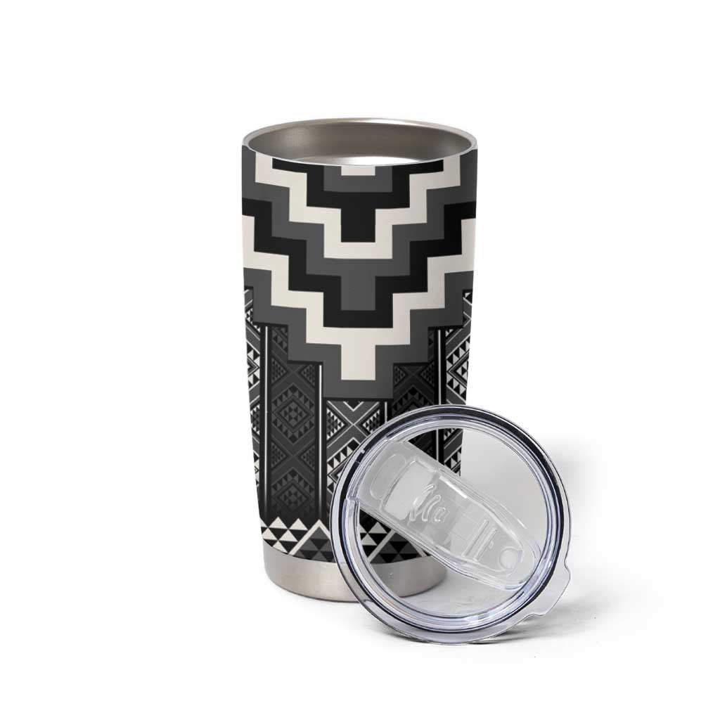 Black Taniko Aotearoa Tumbler Cup Niho Taniwha Mix Poutama LT14