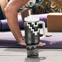 Black Taniko Aotearoa Tumbler With Handle Niho Taniwha Mix Poutama LT14