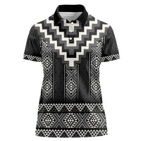 Black Taniko Aotearoa Women Polo Shirt Niho Taniwha Mix Poutama LT14 Female Black - Polynesian Pride