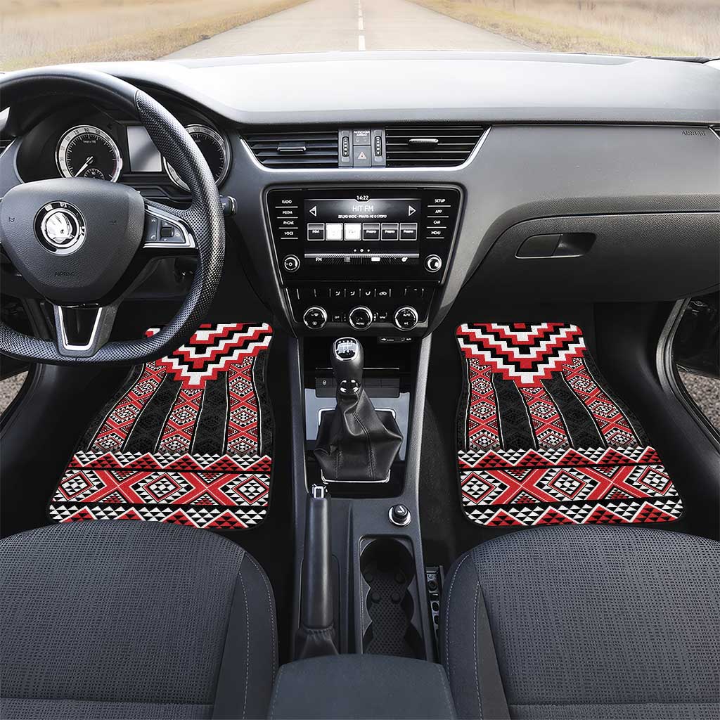 Red Taniko Aotearoa Car Mats Niho Taniwha Mix Poutama LT14