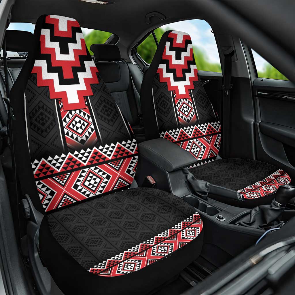 Red Taniko Aotearoa Car Seat Cover Niho Taniwha Mix Poutama LT14 One Size Red - Polynesian Pride