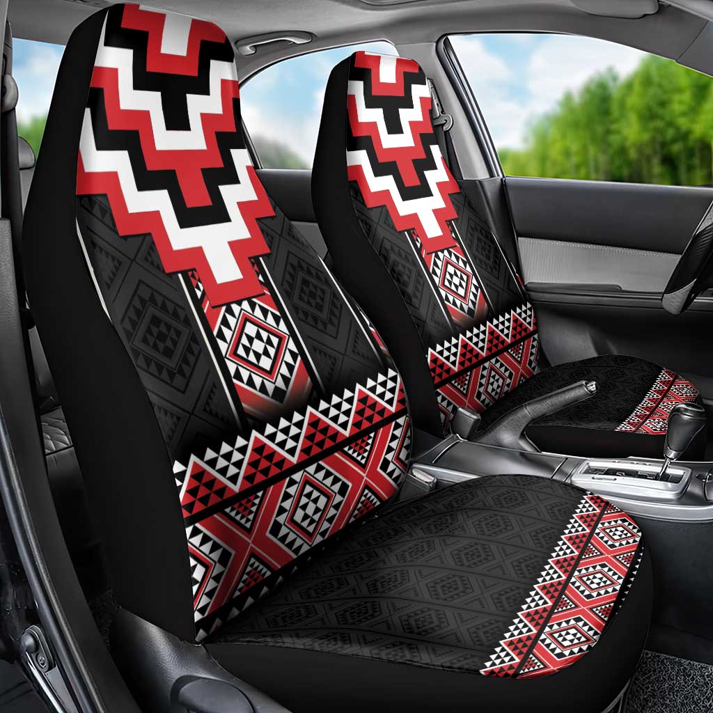 Red Taniko Aotearoa Car Seat Cover Niho Taniwha Mix Poutama LT14 - Polynesian Pride