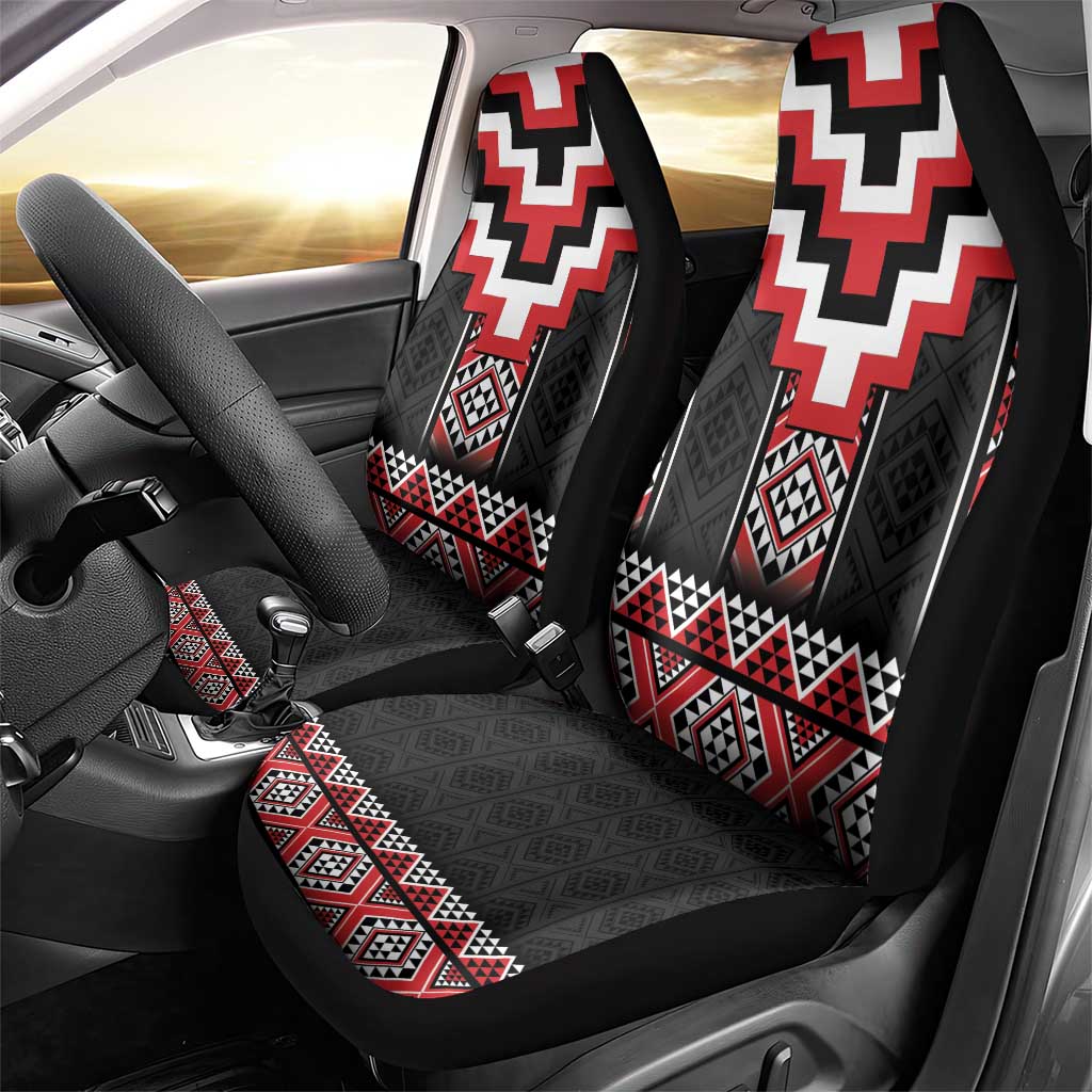 Red Taniko Aotearoa Car Seat Cover Niho Taniwha Mix Poutama LT14 - Polynesian Pride